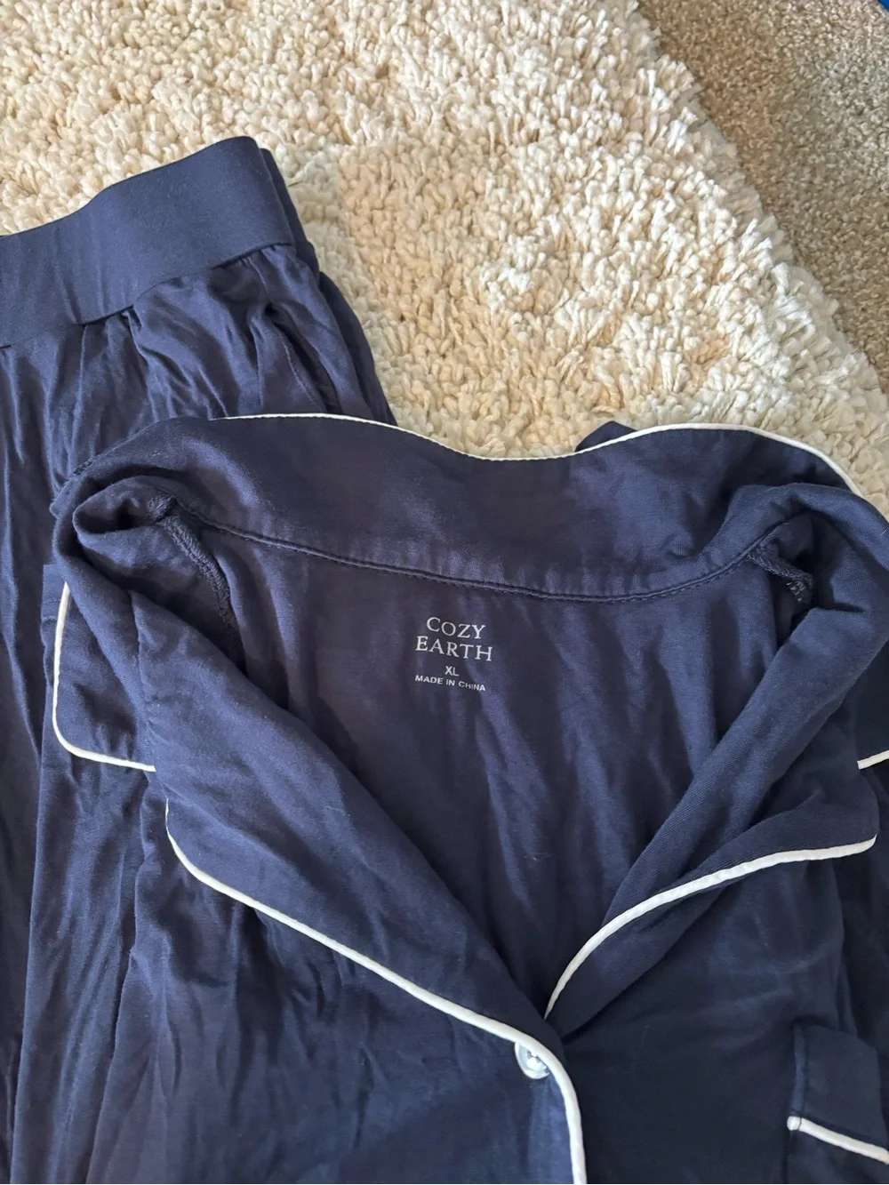 Cozy Earth Navy Blue T-Shirt Pants Pajama Set